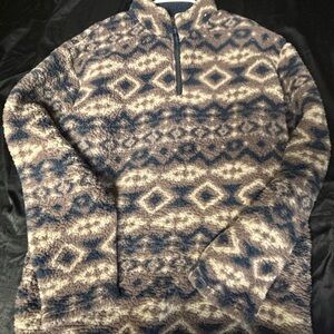 Southern Marsh Men's Zip Up Sweater - Navy and Beige